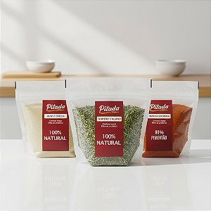 Kit Alho e Cebola em Pó + Páprica Defumada + Tempero Italiano