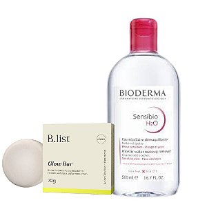 Kit Limpeza Sensibio H2O Bioderma 500ml + Glow BarBlist  70g