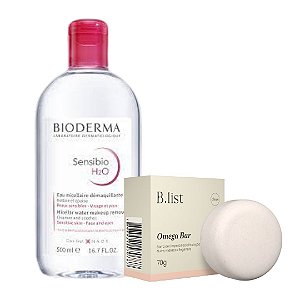 Kit Limpeza Sensibio H2O Bioderma 500ml + Omega BarBlist 70g