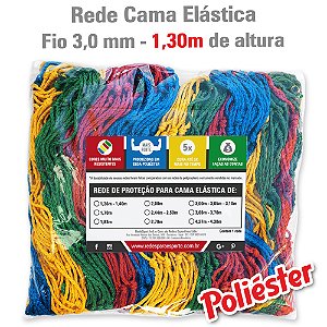 Rede de Proteção Colorida para Cama Elástica 3,0mm Poliéster - 1,30m de altura