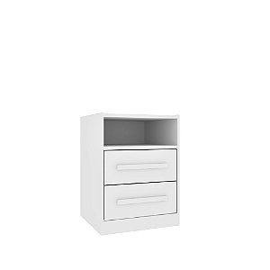 Mesa de Cabeceira Barcelona MDP 2 Gavetas Puxadores MDF Tcil Móveis Branco
