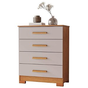 Cômoda 4 Gavetas Compacta 64cm Lídia Cinamomo/Off