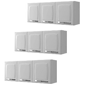 Kit 3 Armários Aéreos Itatiaia Aço Rose 105cm Cozinha, Lavanderia ou Escritório Branco