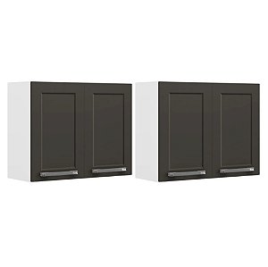 Kit 2 Armário Aéreo 2 Portas Itatiaia De Aço Florença Grafite