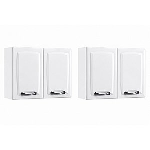 Kit 2 Armários Aéreos Multiuso Itatiaia Aço 2 Portas New Premium Branco