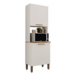 Armário Paneleiro Microondas Cozinha 2 Porta Nicho 3 prateleiras Valencia Branco