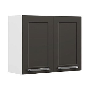 Armário de Cozinha Aéreo Itatiaia Aço 2 Portas Florença Grafite/Branco