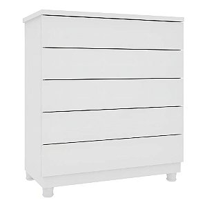 Comoda para Quarto de Casal 5 Gavetas Premium Tcil Móveis Branco