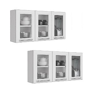 Kit 2 Armário Aéreo Luce Com Vidro Itatiaia IPV3-105 Branco