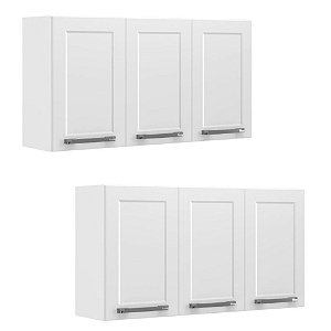 Conjunto 2 Armários de Cozinha Aéreos Itatiaia Aço 3 Portas Florença Branco Neve