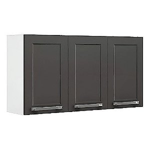Armário De Cozinha Aéreo Itatiaia Aço 3 Portas Florença Grafite/branco