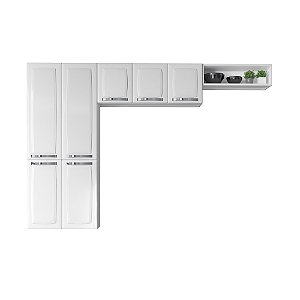 Armário de Cozinha Compacta de Aço Itatiaia Rose Suspenso 245cm 7 Portas Branco