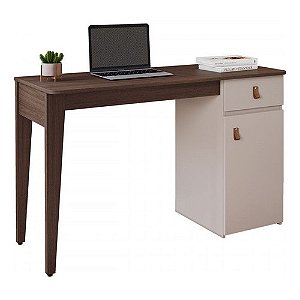 Mesa Escrivaninha Helo Candian 1 Porta 1 Gaveta Avelã/Off White