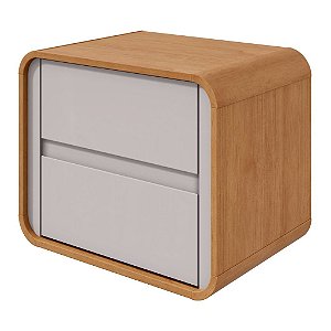Mesa de Cabeceira 2 Gavetas Loop Amêndoa Clean/Off White