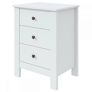 Mesinha Para Cabeceira De Cama Com 3 Gavetas Mesinha Magiore Cor Branco Lopas