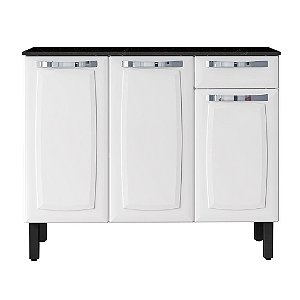 Balcão Itatiaia Rose 3 Portas 1 Gaveta Com Tampo Branco