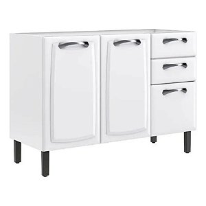 Balcão Para Pia Itatiaia New Premium Aço 3 Portas Sem Tampo Branco