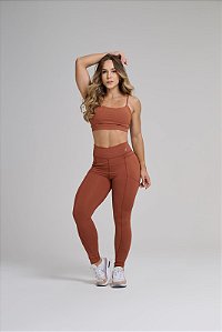 Calça poliamida caramelo