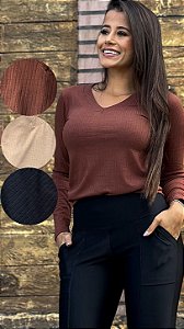 Blusa canelada premium