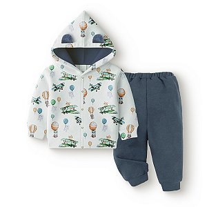 Conjunto Quentinho e Fofo com Capuz Avião Soft