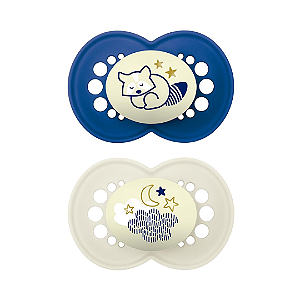 Kit C/ 2 Chupetas Mam Original Night - Brilha no Escuro - 6+M
