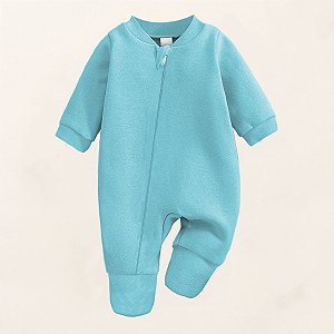 Macacão Bebê Menino Azul Algodão Essentials Manga Longa