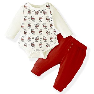 Conjunto Bebê Menino Body E Calça Ursos Off White