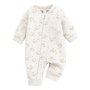 Macacão Bebê Branco Estampa Estrelinhas Plush