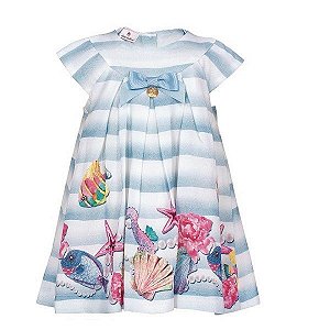 Vestido Infantil Estampa Fundo do Mar