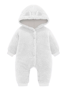 Macacão Teddy Ursinho Pelúcia Branco Fofura