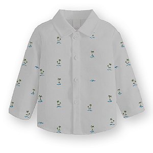Camisa Infantil Social Manga Longa Branca Coqueiros