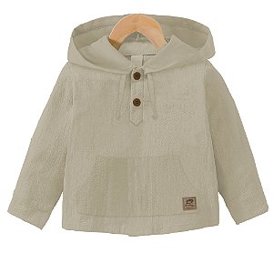 Camisa Infantil Manga Longa Com Capuz Bege