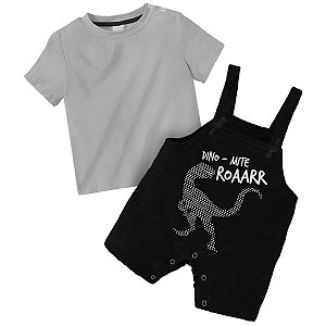 Conjunto Bebê Menino Camiseta e Jardineira Dinossauro