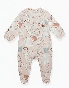 Macacão Bebê Suedine 100% Algodão com Zíper Invisível Bichos- Antialérgico, Macacão Infantil Recém-Nascido Confortável Estampado