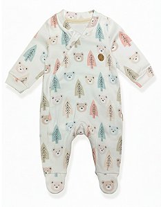 Macacão Bebê Suedine 100% Algodão com Zíper Invisível Ursos- Antialérgico, Macacão Infantil Recém-Nascido Confortável Estampado