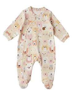 Macacão Bebê Suedine 100% Algodão com Zíper Invisível- Antialérgico, Macacão Infantil Recém-Nascido Confortável Estampado