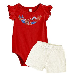 Conjunto de Bebê Menina Body Babadinho e Shortinhos Natal