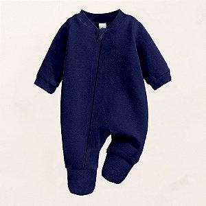 Macacão Bebê Menino Azul Marinho Algodão Essentials Manga Longa