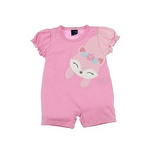 Macacão Bebê Curto Verão Rosa Raposinha