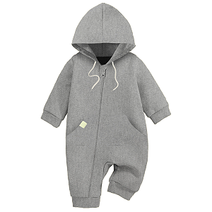 Macacão Bebê Menino Essentials com Capuz Cinza