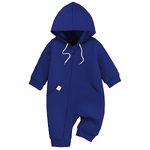 Macacão Bebê Menino Essentials com Capuz Azul