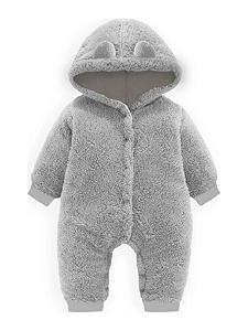 Macacão Teddy Ursinho Pelúcia Fofura Cinza