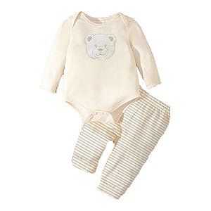 Conjunto Bebê Body Ursinho e Calça com Aplique