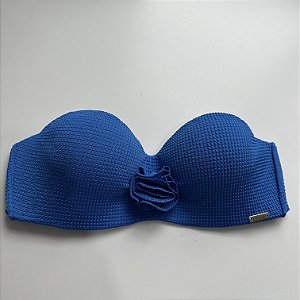 Bojo inteiro com alças removível tecido Shine azul 101 (CALCINHA NÃO INCLUSO)