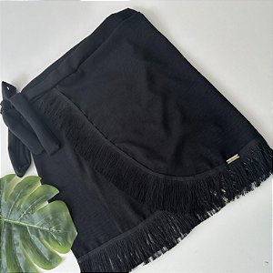 Saia transpassada tecido preto com franja ( valor somente da saia )