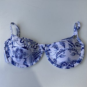 Meia Taça com Bojo Maleável, Aro tecido glow Grécia azul 093 (CALCINHA NÃO INCLUSO)
