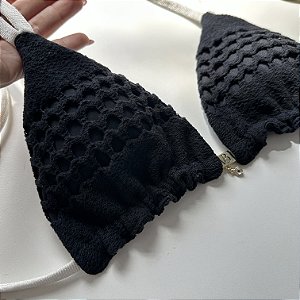 Cortininha com Bojo Maleável Oásis Collection preto tricô 004 (CALCINHA NÃO INCLUSO)