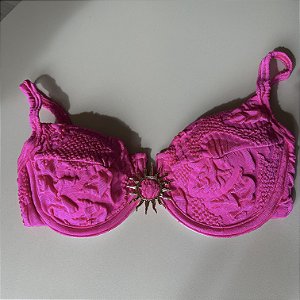 Meia Taça com detalhe Sol e Bojo Maleável 093 aro tecido bali rosa (CALCINHA NÃO INCLUSO)