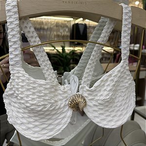 Meia Taça com detalhe Concha e Bojo Maleável 093 aro tecido Mônaco Off White (CALCINHA NÃO INCLUSO)