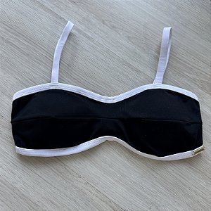 Top com bojo removível 2304 Preto e Viés branco ( CALCINHA NÃO INCLUSO)